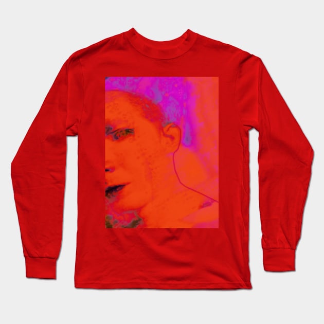 Portrait, digital collage and special processing. Face glimpse.Very beautiful guy. Very soft. Orange, red and violet. So nice. Long Sleeve T-Shirt by 234TeeUser234